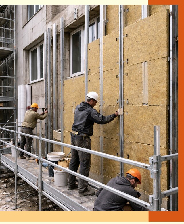 Утепление вентилируемого фасада в Великом Устюге от 5700 руб/м2 — монтаж и утепление вентфасад | ТепломастерВлс